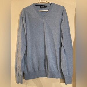 Nautica Men's Light Blue V-Neck Sweater